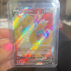 Pokemon Dragonite V Card - Red and Gold